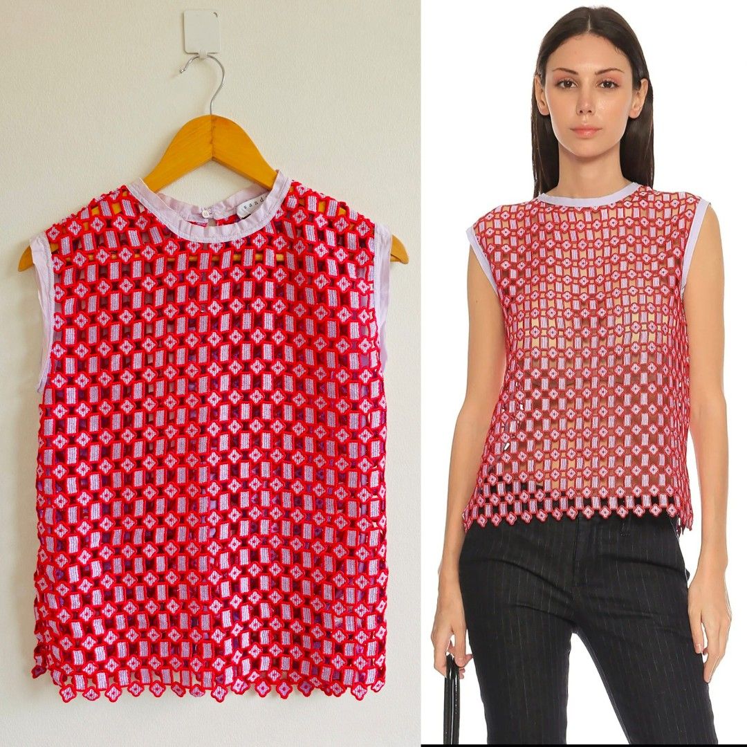 Sandro Yonna Geometric Openwork Lace Top Size: Small leaning Medium (34A bust) (Category: Others Tops) located in Manila. Submitted by closetbyandy (Listing ID 1444940816, Image 1). Description: ✨please READ before making an inquiry and placing your order(s) to avoid misunderstanding 📍I will not entertain inquiries or orders from accounts with a history of negative reviews (buyer or seller). This policy protects both my shop's reputation and my 
