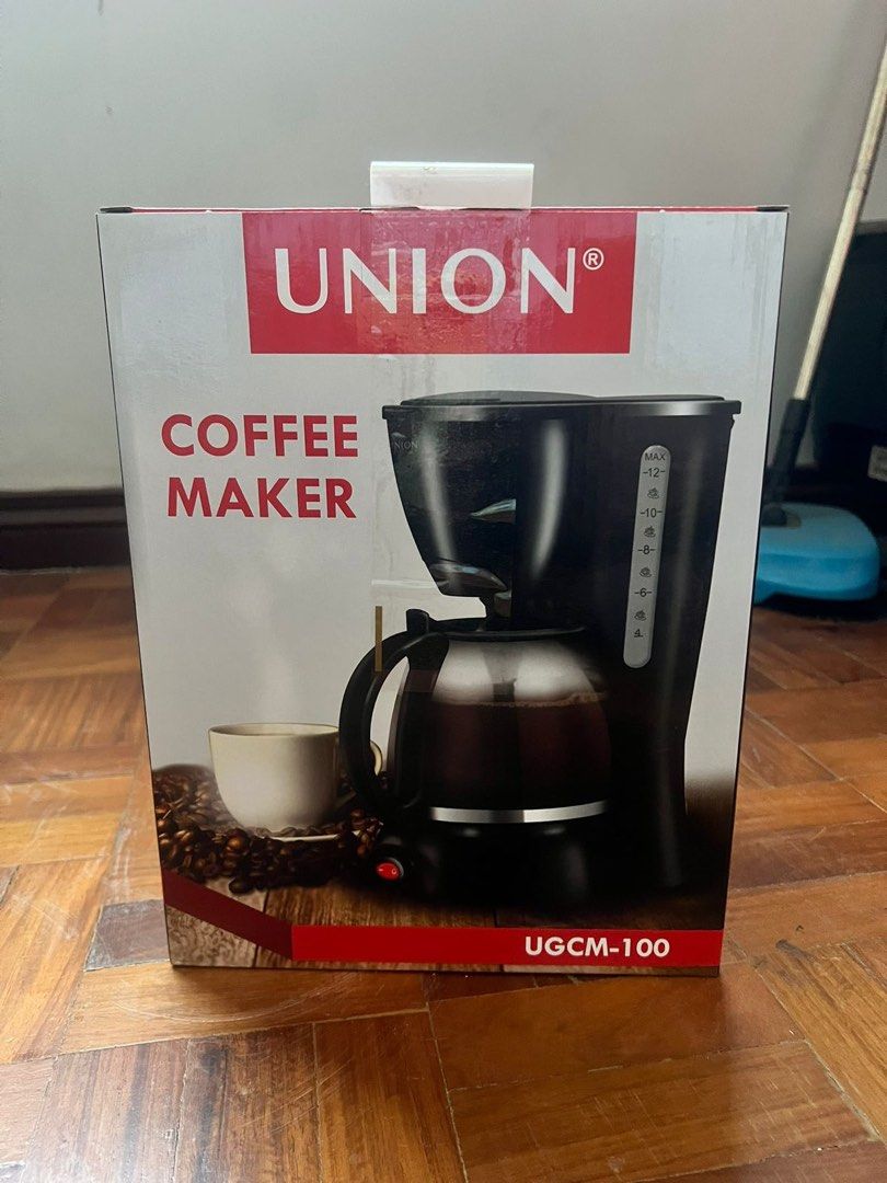 UNION UGCM-100 Coffee Maker 1.2L (Category: Coffee Machines & Makers) located in Manila. Submitted by derickca (Listing ID 1444872302, Image 2). Description: - UNION Coffee Maker, Model UGCM-100 - 1.2L Capacity (Makes up to 6 cups) - Anti-drip technology for mess-free brewing - Glass carafe with convenient water indicator - Permanent cone filter for easy cleaning and use - Heat-resistant handle - Built-in thermal fuse for enhanced safety - Illumi