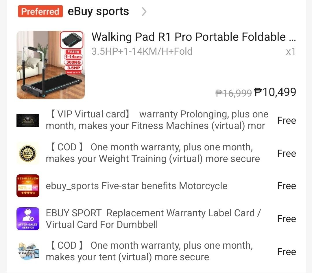 Foldable Walking Pad (Treadmill) (Category: Cardio & Fitness Machines) located in Manila. Submitted by cring_ (Listing ID 1444871612, Image 2). Description: barely used, just stored.