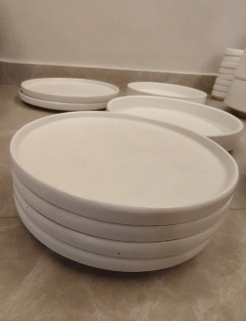 White Ceramic Dinnerware - Plates, Bowls, Oval Platter502121853186877442