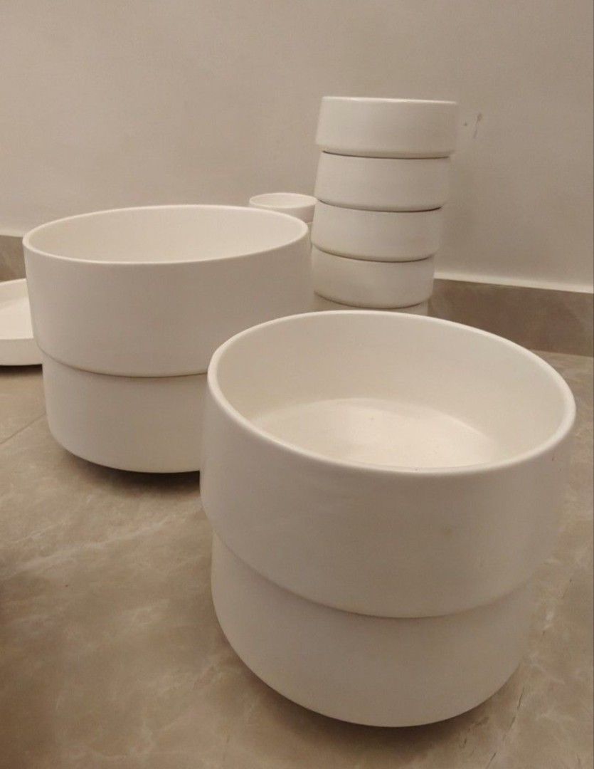 White Ceramic Dinnerware - Plates, Bowls, Oval Platter502121853186877441