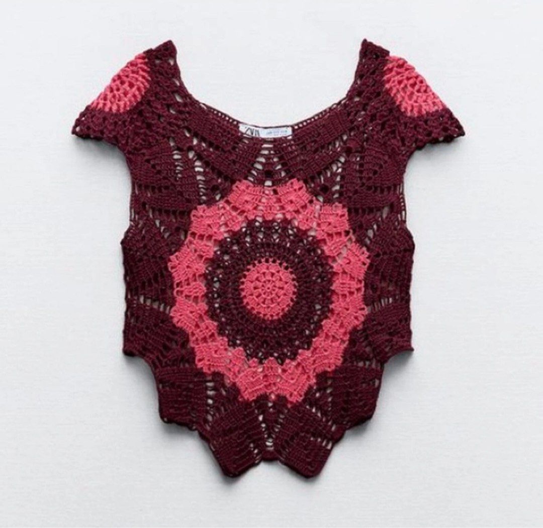 Zara crochet pink maroon top summer small (Category: Others Tops) located in Mandaue City. Submitted by belle.cebu (Listing ID 1445008316, Image 1). Description: .