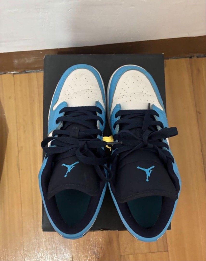 Air Jordan 1 Low Obsidian UNC GS (Category: Sneakers) located in Makati City. Submitted by jmp_nav (Listing ID 1445143127, Image 3). Description: - Original Air Jordan 1 Low (GS) - Colorway: Obsidian UNC GS - Size 6.5Y or 24.5cm - Condition: great for casual wear - Includes original box SF shouldered by buyer.
