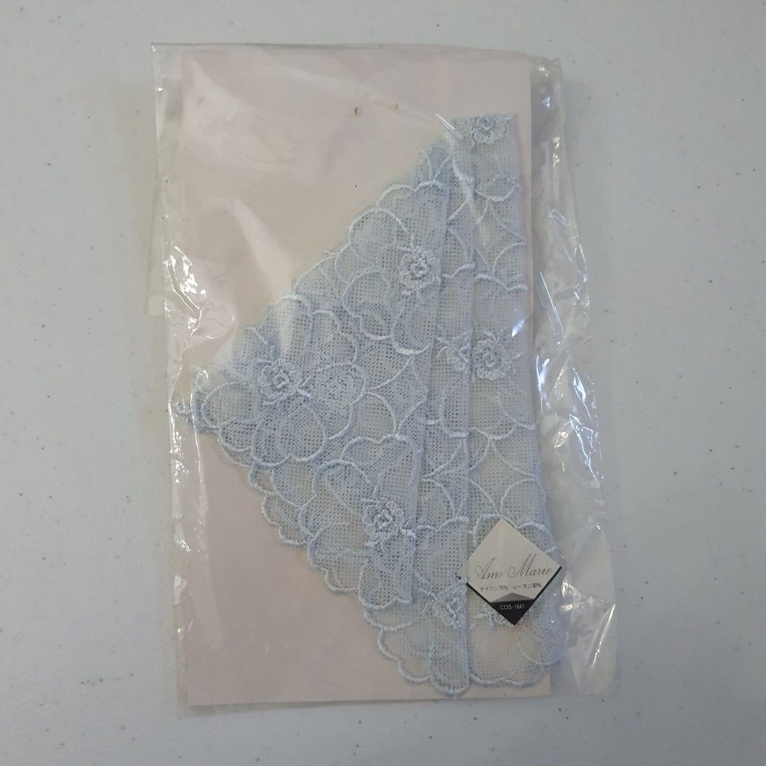 Ann Marie Light Blue Lace Fabric with Floral Pattern (Category: Handkerchief & Pocket Squares) located in Paranaque City. Submitted by cobien (Listing ID 1445219356, Image 2). Description: - Light blue lace fabric - Beautiful floral pattern - Scalloped edges - Brand new with original tags - Ideal for crafting and sewing projects - Approximate size: 20x20 inches.