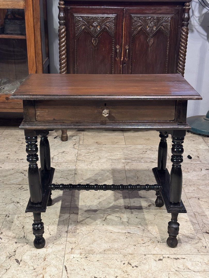 Antique 1900s Narra Pabitera Console Altar Table (Category: Tables & Sets) located in Manila. Submitted by sinaunang_gamit (Listing ID 1445064993, Image 3). Description: Antique 1900s Narra Pabitera Console Altar Table Height: 26.5 inches Length: 27.5 inches Width: 16 inches ₱15k.