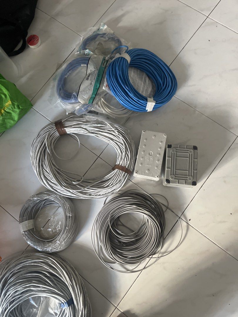 Assorted Network Cables (Cat5e/Cat6) and Junction Boxes488028090171412481