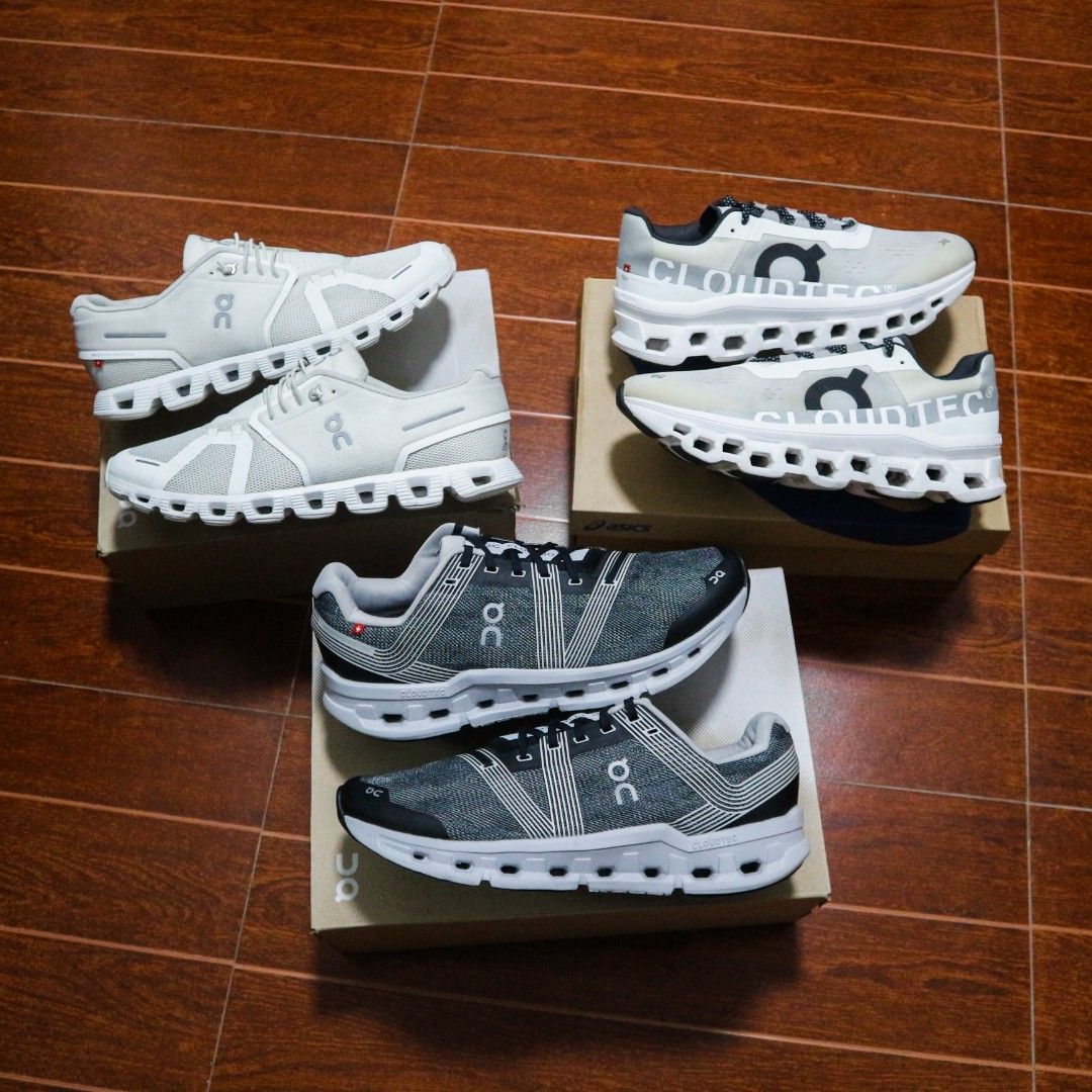 Authentic On Running Sneakers For Sale! (Category: Sneakers) located in Rizal. Submitted by dricflair_04 (Listing ID 1445137624, Image 1). Description: On Running Sneakers For Sale! On Cloud Monster 1 "All White" Size 8.5US // Very good condition // P4,500 Only! *Replacement box On CloudGo "Black Glacier" Size 10US // Excellent condition // P6,000 Only! *Complete On Cloud 5 "All White" Size 10.5US // Very good condition // P4,500 Only! *Complete.