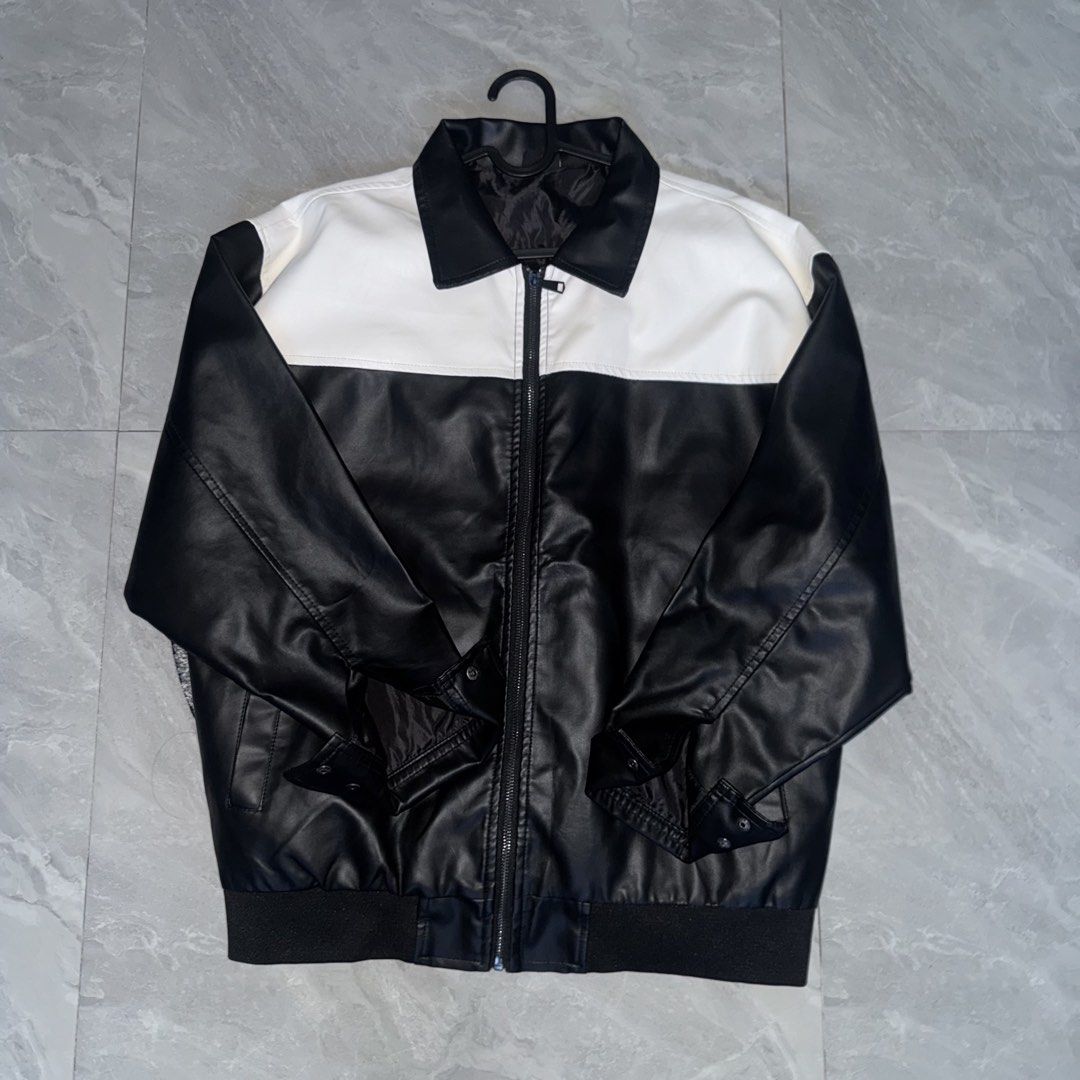 Penshoppe Two-Tone Faux Leather Jacket (Category: Coats, Jackets and Outerwear) located in Concepcion. Submitted by gellovesualways (Listing ID 1445104596, Image 3). Description: Selling my authentic Penshoppe Color-Block Faux Leather Jacket in a Black & White minimalist design. Size Medium on tag. Worn only once for a quick event, basically brand new condition with absolutely no peeling, cracks, or zipper issues. Condition: 9.5/10 (Super clean i