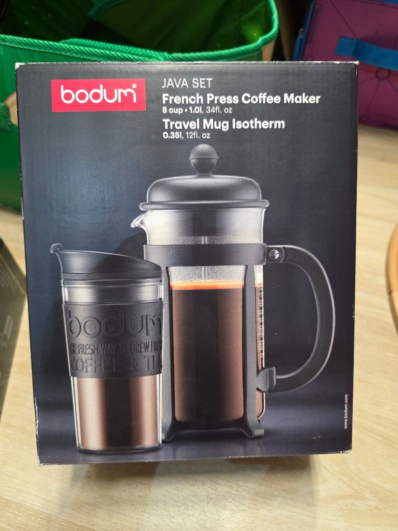 Bodum Java Set (Category: Coffee Machines & Makers) located in Singapore. Submitted by shannelka (Listing ID 1445061978, Image 1). Description: Brand new in box. Retails around $50. https://tangs.com/product/java-set-coffee-maker-8-cup-10-l-34-oz-and-travel-mug-035-l-12-oz.