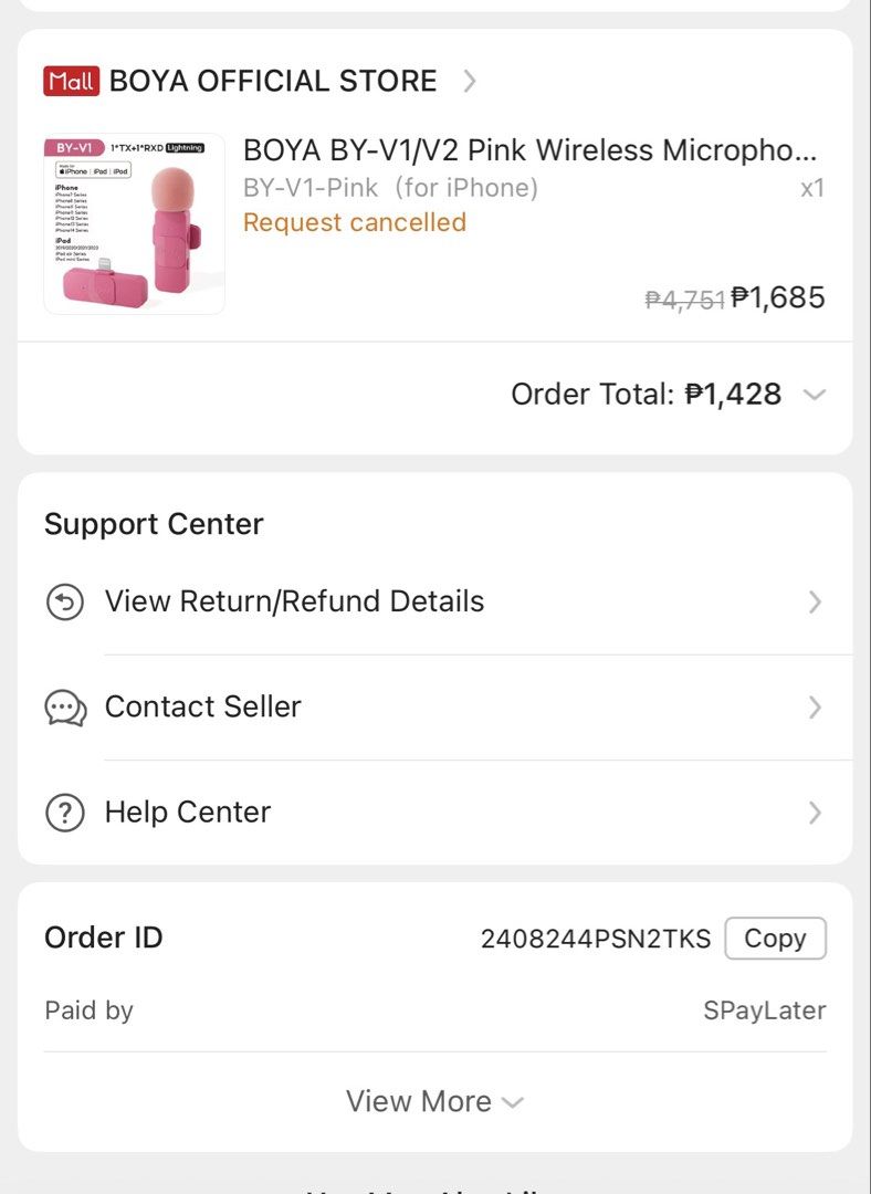BOYA BY-V1/V2 Pink 2.4GHz Wireless Microphone System for iOS (Category: Microphones) located in Caloocan City. Submitted by percyreads (Listing ID 1445208164, Image 2). Description: RFS: No longer compatible with my iPhone 17 since this has lightning ends - Still working when used with my iPhone 11 - Opened for testing when I first got it but never been used.