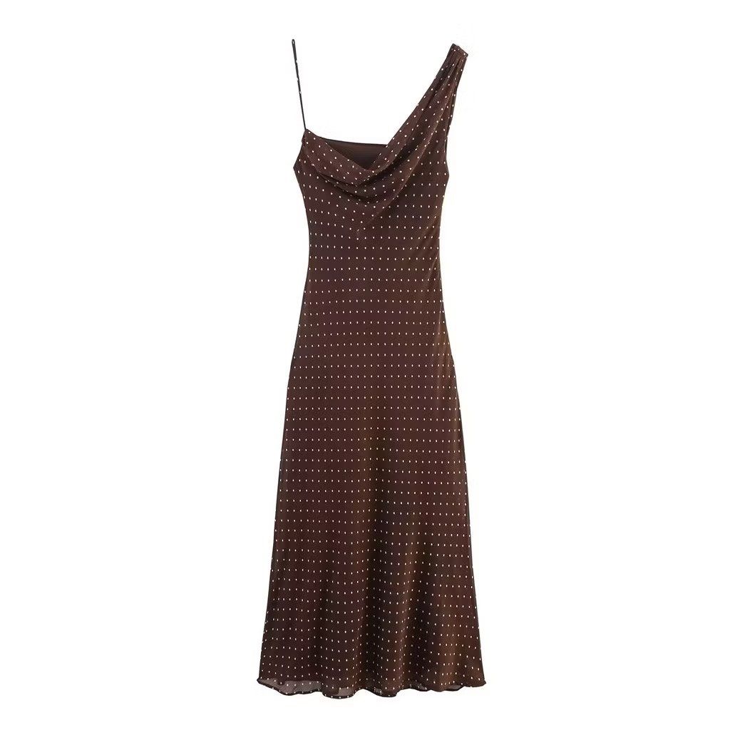 Brown & Polkadots Dress (Category: Dresses) located in Floridablanca. Submitted by declutterationism (Listing ID 1445114272, Image 1). Description: wore once!!! selling it low na lang size small :).