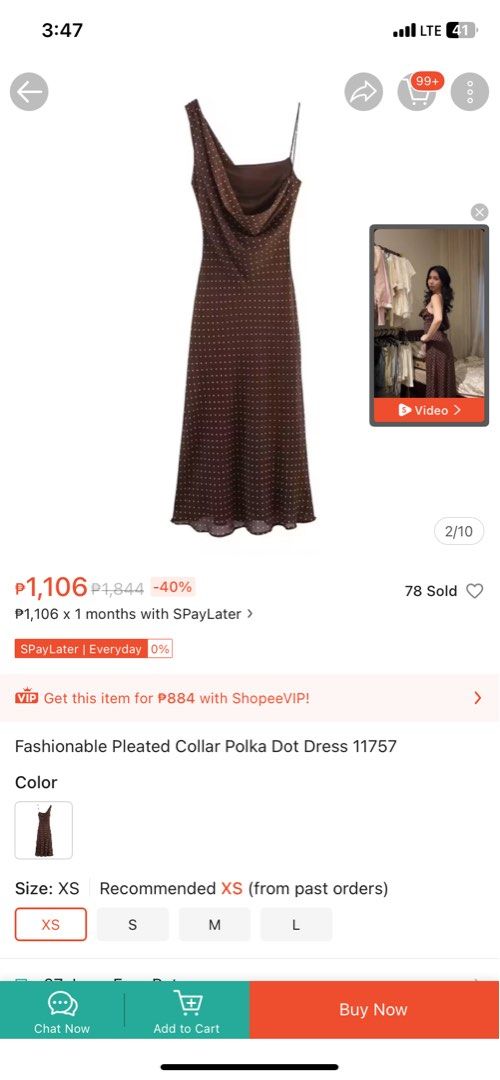 Brown & Polkadots Dress (Category: Dresses) located in Floridablanca. Submitted by declutterationism (Listing ID 1445114272, Image 3). Description: wore once!!! selling it low na lang size small :).
