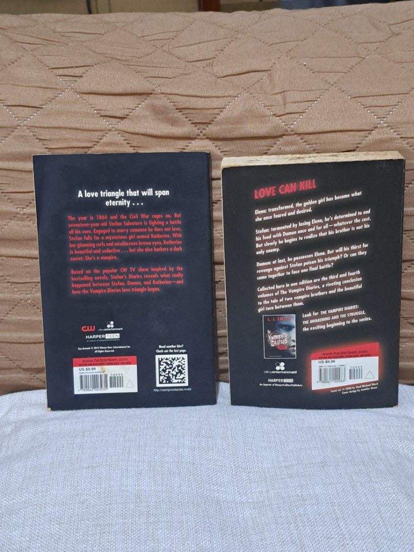 [FREE SHIPPING] BUNDLE The Vampire Diaries by L.J. Smith (Category: Storybooks) located in San Pedro. Submitted by yoonvminki (Listing ID 1445154956, Image 2). Description: •Lightly used, staining on the outerpart of the pages •No annotations, no markings on the pages • Sold as a bundle Free shipping via J&T! Listed price is last price🙏 Can provide more photos via chat. 🔴 Strictly payment first before shipment. MOP: Gcash only.