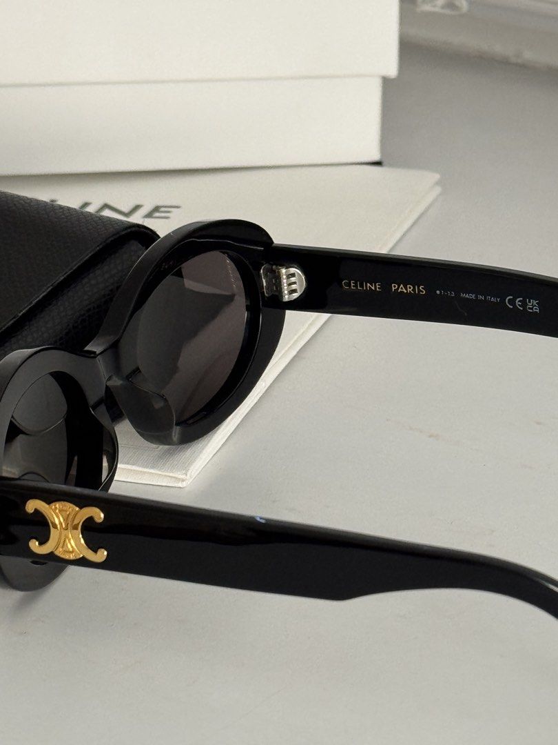 CELINE TRIOMPHE 01 SUNGLASSES IN ACETATE BLACK (Category: Sunglasses & Eyewear) located in Quezon City. Submitted by thegoodkind (Listing ID 1445045019, Image 2). Description: CELINE TRIOMPHE 01 SUNGLASSES IN ACETATE BLACK Barely using it (Tried to make it work on me but…) Little scratches but not visible when you wear it. Bought in Omotesando Tokyo. Comes with paper bag, box and receipt.