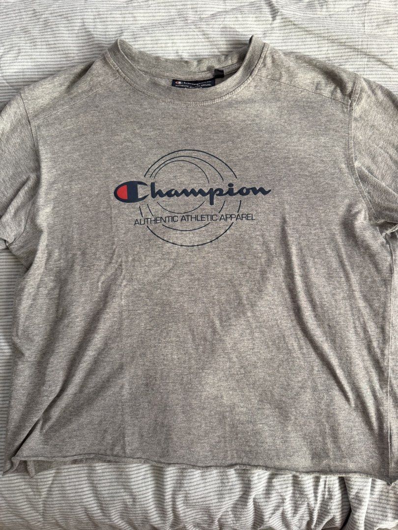 Champion Grey T-Shirt (Category: Shirts) located in Pasig City. Submitted by enneil (Listing ID 1445132017, Image 1). Description: vintage tshirt.