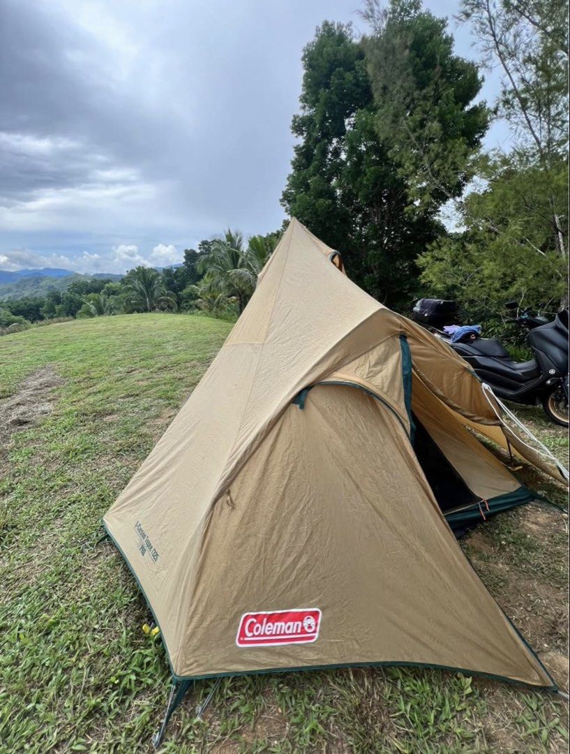 Coleman X-Courison Tepee/325 Tent (Category: Hiking & Camping) located in Manila. Submitted by ronoroa_luffy (Listing ID 1445182245, Image 1). Description: - Coleman X-Courison Tepee/325 Tent - Color: Tan - Ideal for camping trips - Easy to set up - Includes tent and groundsheet .
