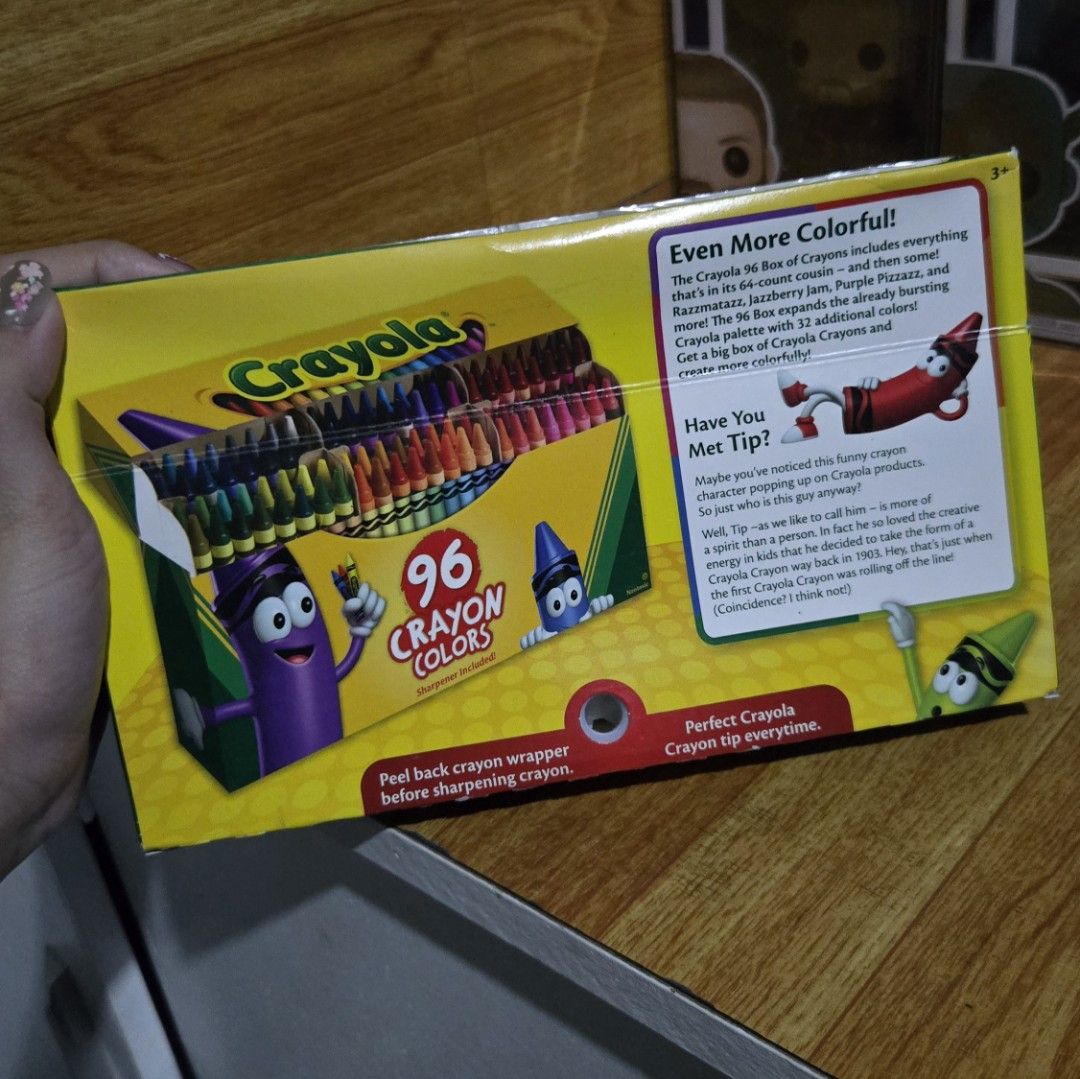 Crayola 96 Crayon Colors Box with Sharpener Included (Category: Craft Supplies & Tools) located in Manila. Submitted by matchambok (Listing ID 1445230507, Image 3). Description: UNUSED 96 CRAYOLA - 96 vibrant Crayola crayons for endless art possibilities. - Includes a convenient built-in sharpener. - Wide variety of shades to choose from. - Ideal for kids and adults alike. - Perfect for school projects, homework, or creative fun at home..