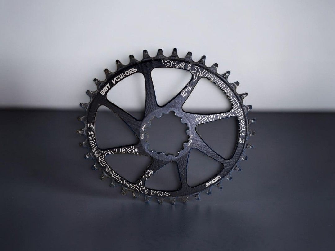 Deckas 38T Narrow Wide Oval Chainring (Category: Bicycles) located in Manila. Submitted by MYK.BikeAndSell (Listing ID 1418274112, Image 3). Description: [ Please read carefully before making an inquiry. ] Deckas 38T Narrow Wide Oval Chainring - 6mm offset - GXP mount - Seldom used, less than 100km - Good working condition RFS: Decluttering Loc: Sampaloc, Manila.