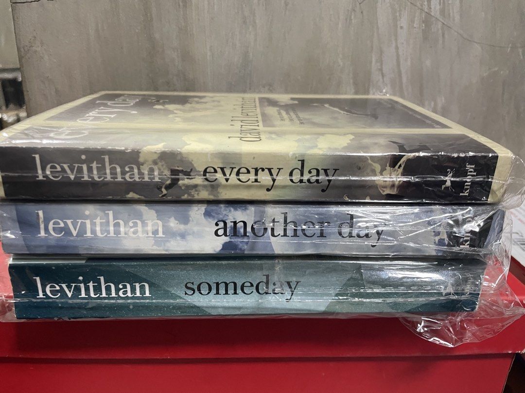 Everyday Set by David Levithan (Category: Storybooks) located in Rizal. Submitted by yhdwpkzqcy (Listing ID 1445149778, Image 1). Description: - Set of 3 David Levithan books - Includes: "Every Day", "Another Day", "Someday" - please expect tanning and foxing since I bought these ages ago. - Selling as a complete set -message me for more pics.