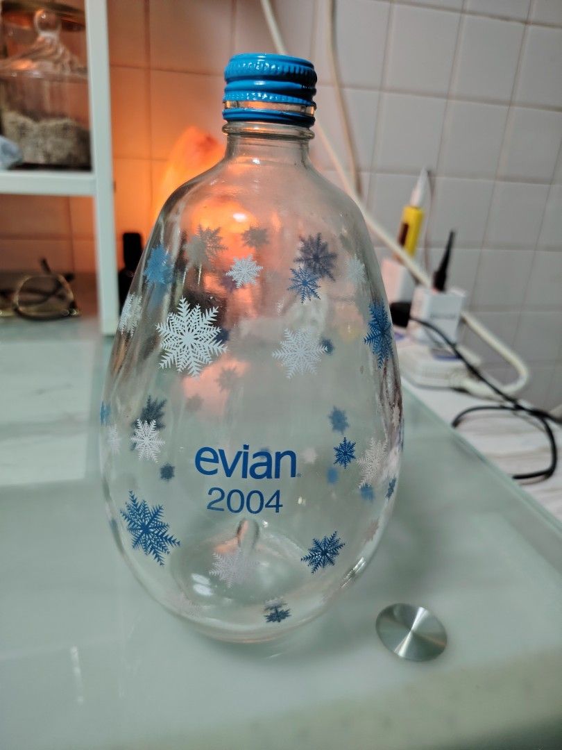 Evian 2004 Snowflake Design Glass Bottle488574951391252480