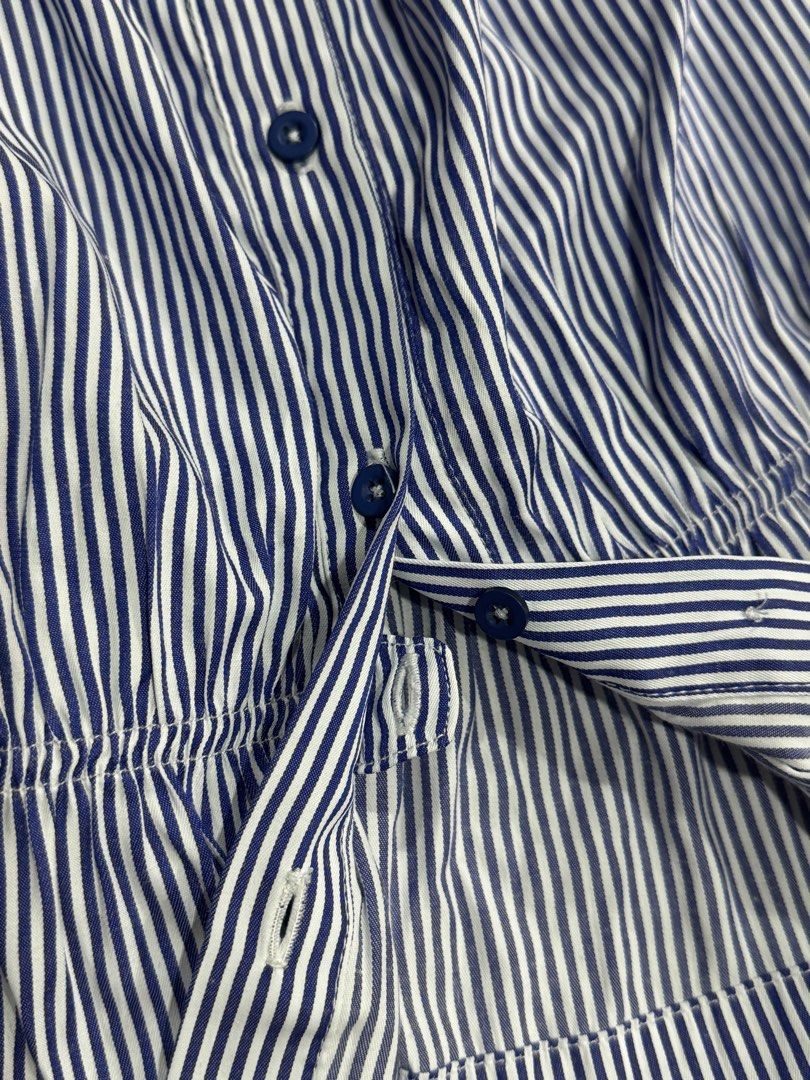 forme blue striped sleeveless button down collared shirt peplum top (Category: Sleeveless) located in Bacoor. Submitted by ukhayz (Listing ID 1445187660, Image 3). Description: for me blue striped blouse sleeveless collared shirt casual wear size s on tag — garterized waist, can fit until semi-large seller’s fav! will not sell for lower unless buying multiple items:) tags: brandy melville sleeveless uniqlo button down cotton blend 2000s vintage p