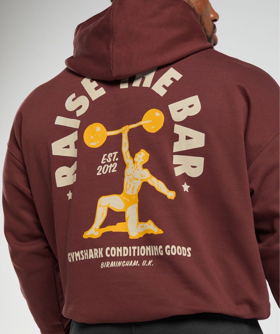 Gymshark Hoodie (Category: Coats, Jackets and Outerwear) located in Makati City. Submitted by rbdsar (Listing ID 1445096211, Image 3). Description: Gymshark Raise The Bar Hoodie Burgundy Brown Size S Like new SRP:Around 4k, selling for 1.2k only Meetup: Glorietta/ SM Makati.