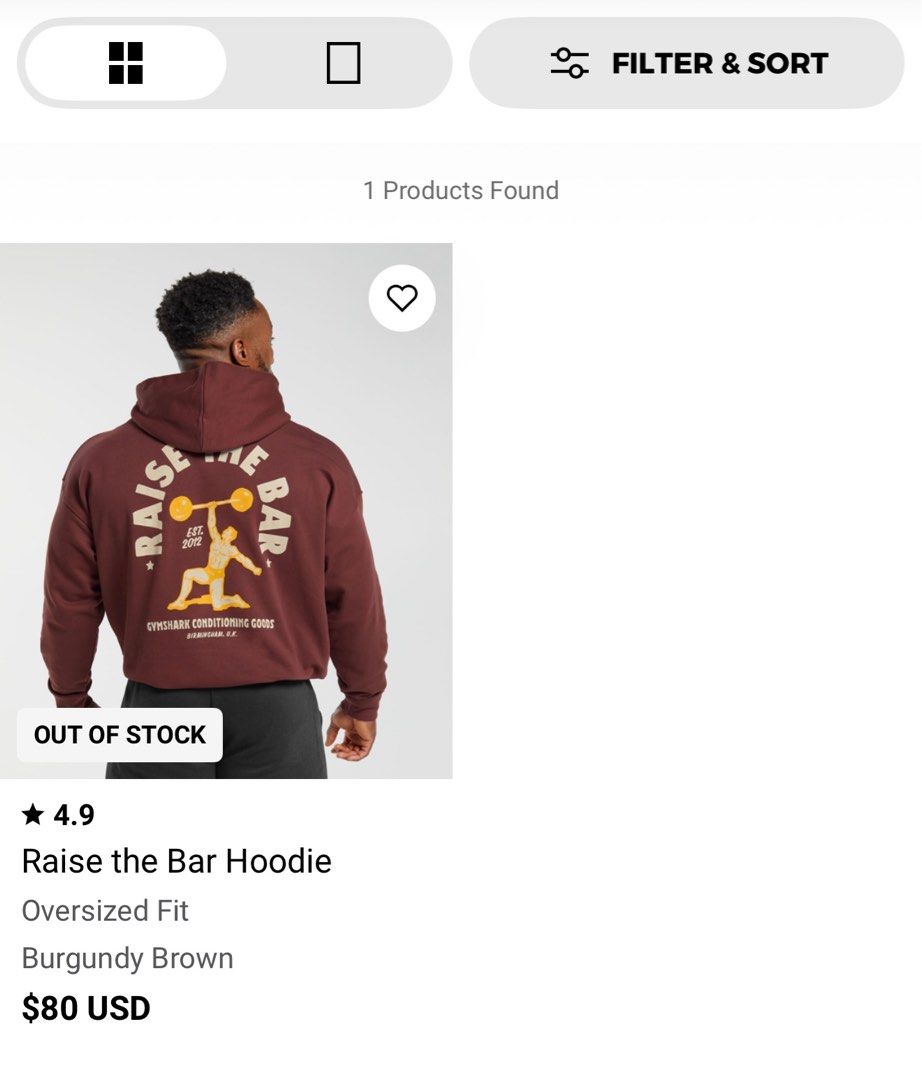 Gymshark Hoodie (Category: Coats, Jackets and Outerwear) located in Makati City. Submitted by rbdsar (Listing ID 1445096211, Image 2). Description: Gymshark Raise The Bar Hoodie Burgundy Brown Size S Like new SRP:Around 4k, selling for 1.2k only Meetup: Glorietta/ SM Makati.