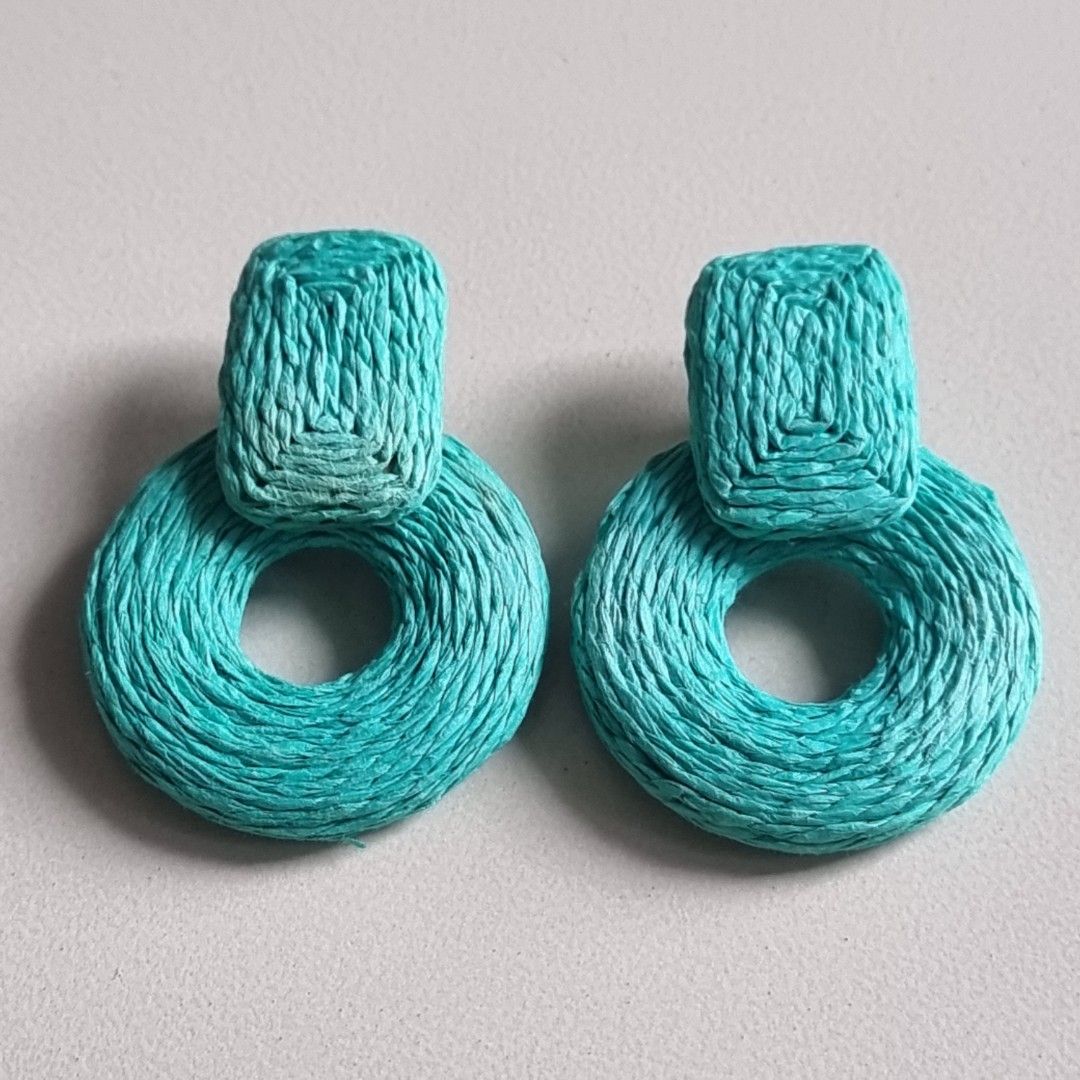 Turquoise Handmade Woven Round Earrings (Category: Earrings) located in Pasig City. Submitted by lesmitch (Listing ID 1445098768, Image 1). Description: ~ Check all photos for the item's actual condition and measurements ~ Payment is via gcash, pay maya or bdo ~ Shipping is via lalamove, grab, j&t or you can book your own preferred courier ~ There could be a slight difference in color due to lighting conditions. Please manage expectations ~ Messa