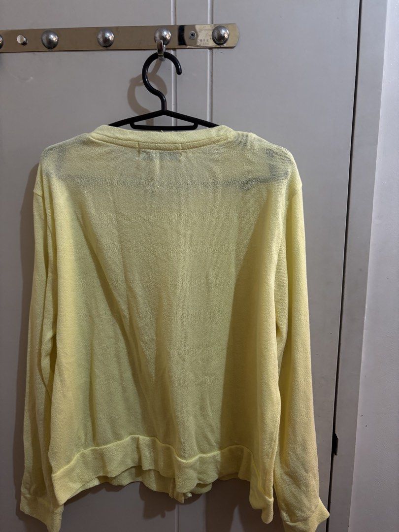 Heaven Yellow Button-Up Cardigan (Category: Coats, Jackets and Outerwear) located in Manila. Submitted by declutterrinmanila (Listing ID 1445142840, Image 2). Description: - Brand: Shazye Heaven - Color: Light Yellow - Style: Button-up Cardigan - Neckline: Crew Neck - Sleeves: Long Sleeves - Material: Lightweight, slightly textured - Features: Classic, simple design, ideal for layering 🩷 Price negotiable Sf should be shouldered by buyer.