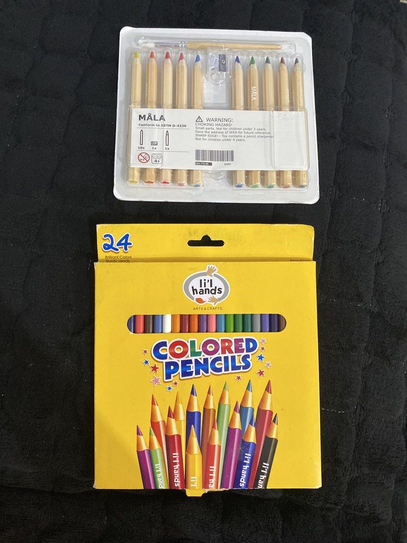 IKEA MALA & Lil' Hands Colored Pencils Set (Category: Craft Supplies & Tools) located in Manila. Submitted by ceej0915 (Listing ID 1445053502, Image 2). Description: - IKEA MALA colored pencil set (12 colors + sharpener) - Lil' Hands colored pencil set (24 brilliant colors) - Both sets are brand new and in original packaging - Ideal for art projects, drawing, and creative activities.
