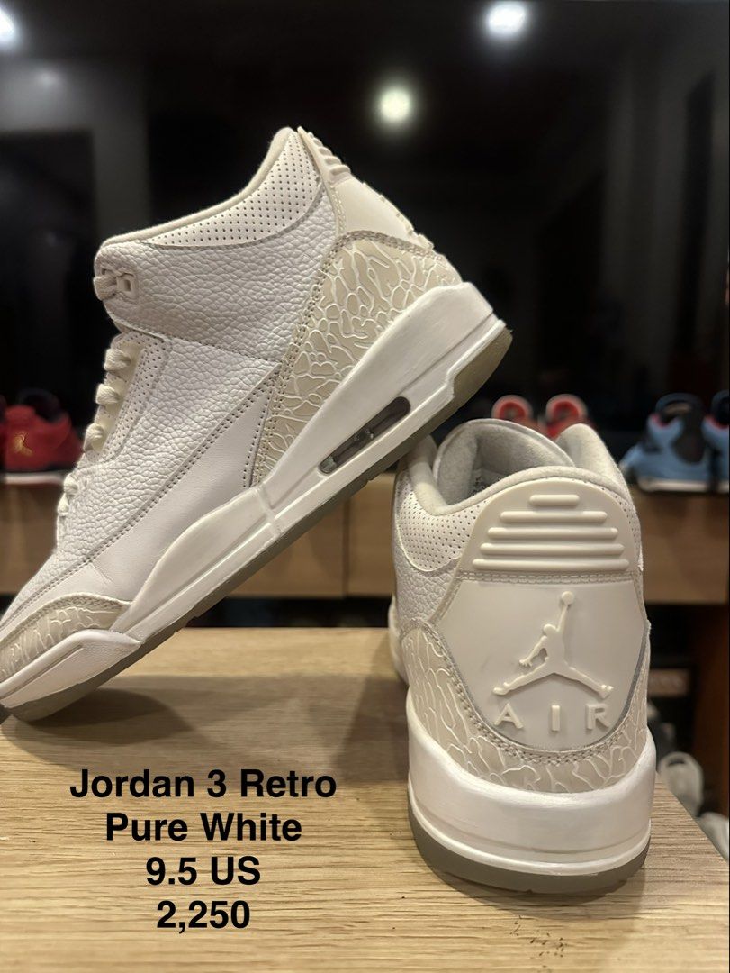 Jordan 3 retro "Pure white" (Category: Sneakers) located in Quezon City. Submitted by collectorsblvd (Listing ID 1445143773, Image 1). Description: .