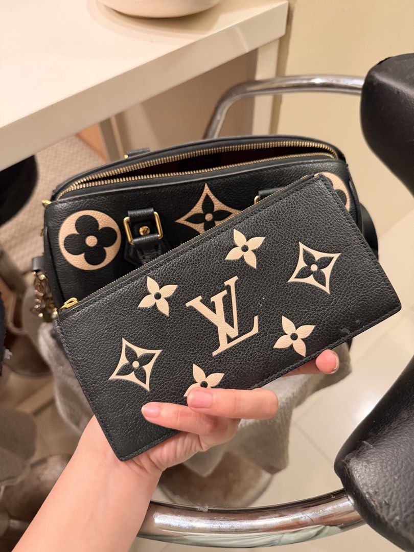 Louis Vuitton Thin Wallet (Category: Luxury Bags & Wallets) located in Cebu City. Submitted by cebubagspersonalpreloved (Listing ID 1445176399, Image 3). Description: - Authentic Louis Vuitton wallet - Material: Black Empreinte leather with beige monogram -Part of a bag (felicie) -.