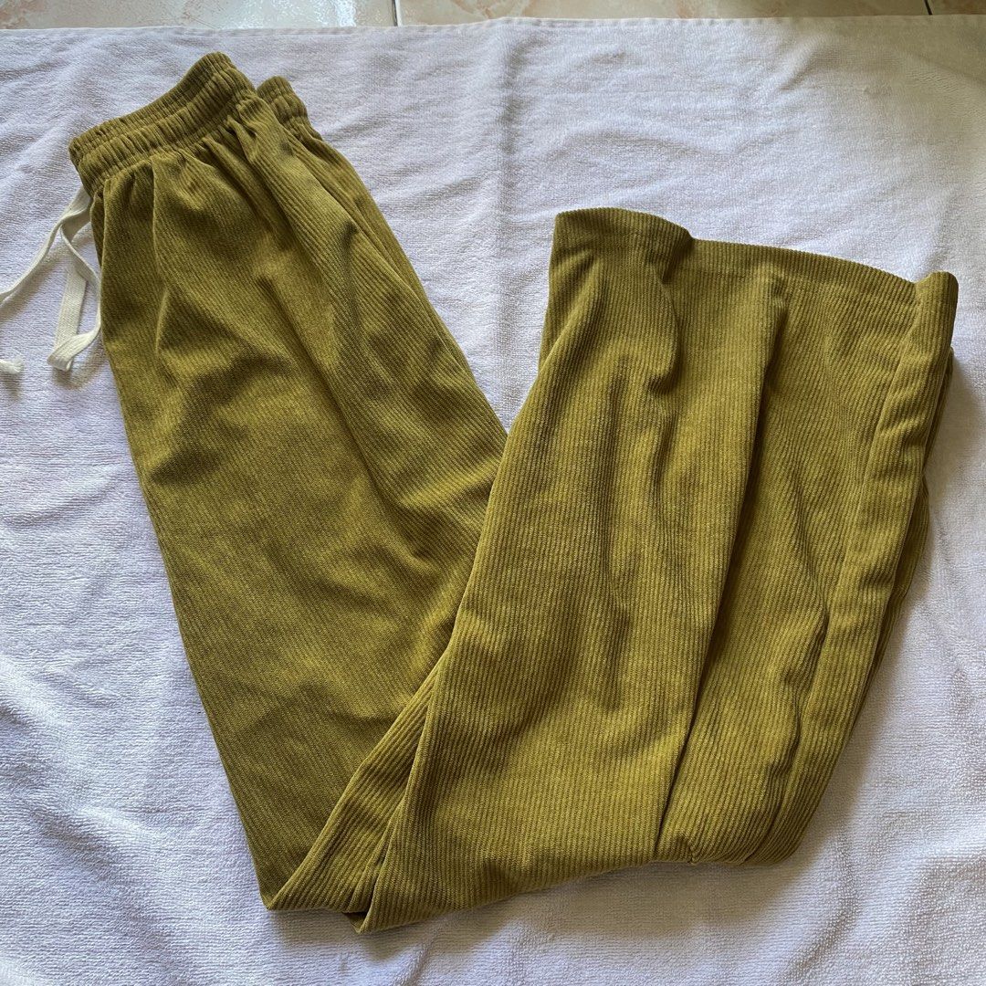 MAFIE Olive Corduroy Pants (S-M) (Category: Other Bottoms) located in Taguig. Submitted by floatingpoints (Listing ID 1445127435, Image 2). Description: RFS: not my style anymore ! loc: taguig mod: lalamove/j&t mop: gcash .
