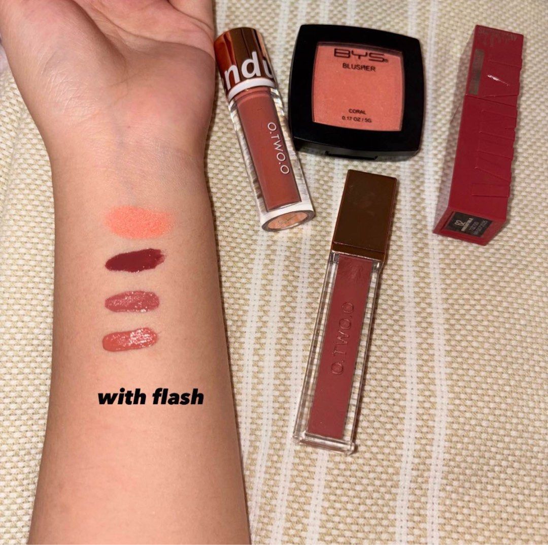 MAKEUP (Category: Makeup) located in Dasmarinas. Submitted by lanlin.z (Listing ID 1445140754, Image 3). Description: PRICE: P500 take all (FIXED PRICE LAHAT) • P200 MAYBELLINE vinyl ink (swatched only) • P90 O.TWO.0 ultrastay liquid lipstick (used once) • ₽100 O.TWO.0 matte lip glaze (never used) • ₽250 BYS blusher (swatched only) RFS: lahat sila hindi match shade sakin MOP: GCash, BPI, PayMaya MOD: lalamove or j&t .