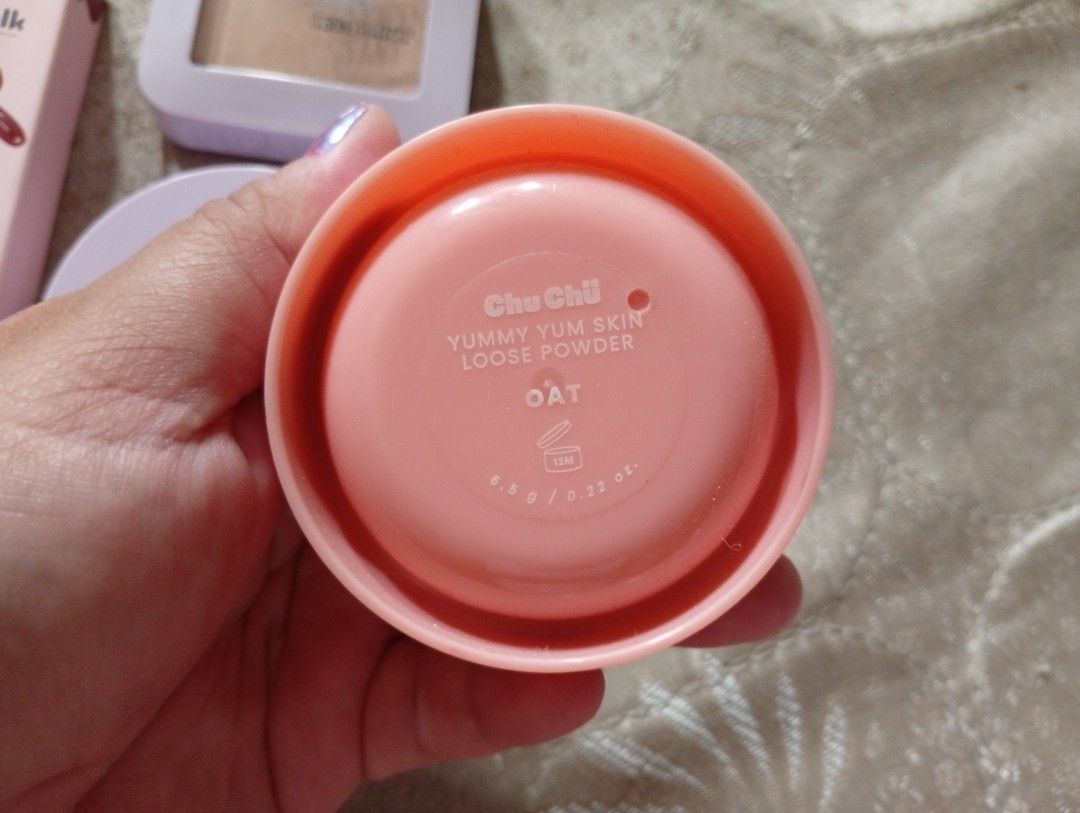 Makeup bundle (Category: Makeup) located in Quezon City. Submitted by janjanrie_2923 (Listing ID 1445234610, Image 2). Description: makeup and skincare bundle glad to glow berry peptide brightening eye cream 70% left chuchu beauty yummy yum skin loose powder in oat 40% left Maybelline superstay powder foundation in 110 used a few times only Maybelline baby skin cushion in shade 118 about 30% left approximately blk glossdrip in sangria shade swatc