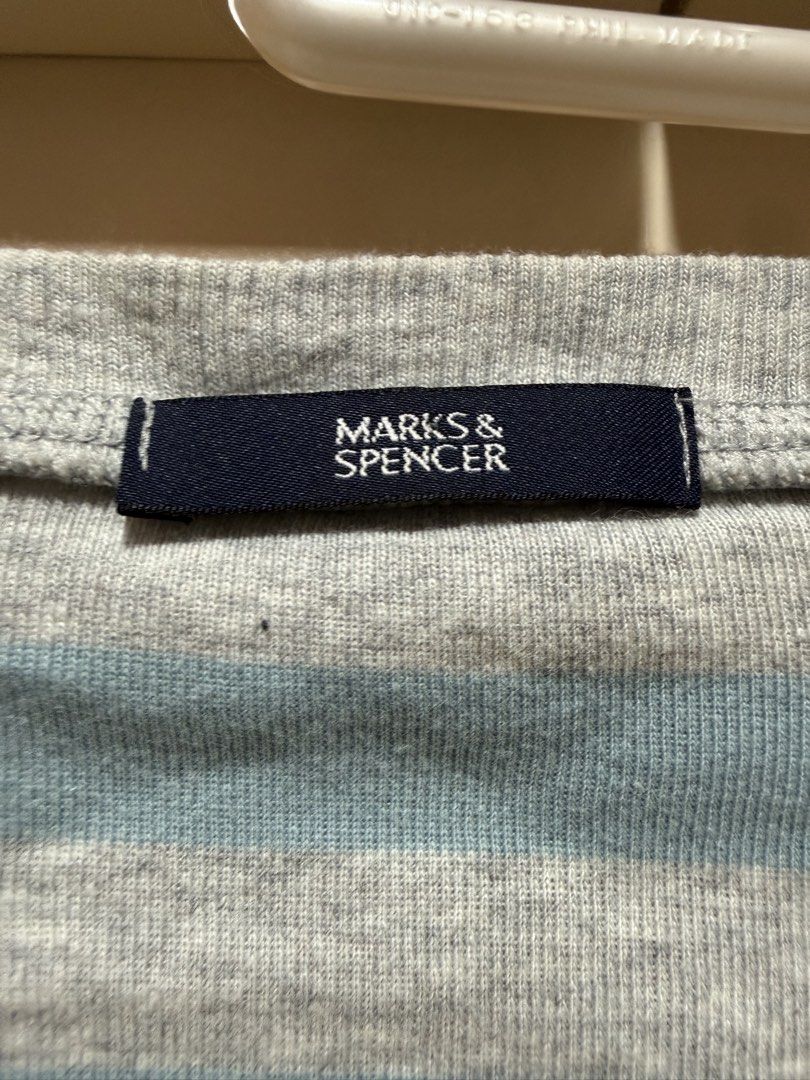Marks & Spencer Striped Long Sleeve Sweatshirt (Category: Longsleeves) located in Caloocan City. Submitted by oceans18 (Listing ID 1445163887, Image 2). Description: - Light blue and grey striped long sleeve sweatshirt - V-neckline - Ribbed cuffs and hem - Comfortable and casual - Great for everyday wear.