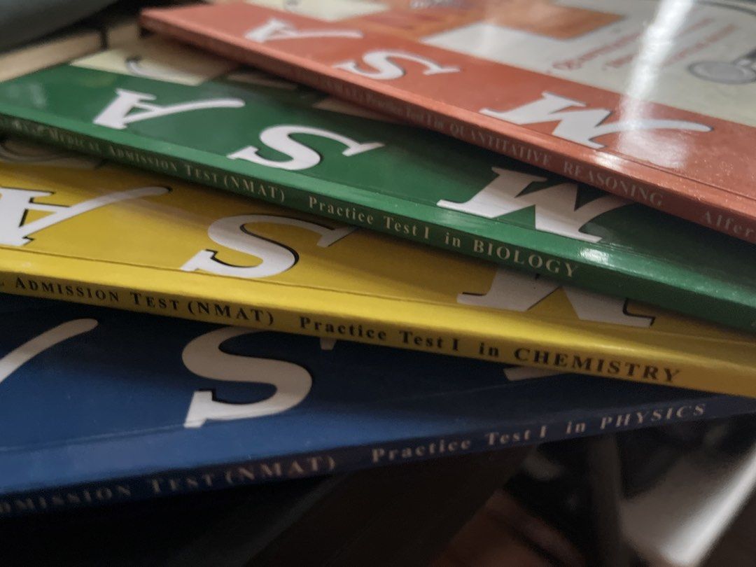 NMAT Practice Test Books - Biology, Chemistry, Physics, Quant (Category: Textbooks) located in Manila. Submitted by _seller154367 (Listing ID 1445233507, Image 1). Description: - NMAT Practice Test Books - Covers Biology, Chemistry, Physics, and Quantitative Reasoning - Essential for NMAT preparation - Comprehensive guides for your medical admission test.