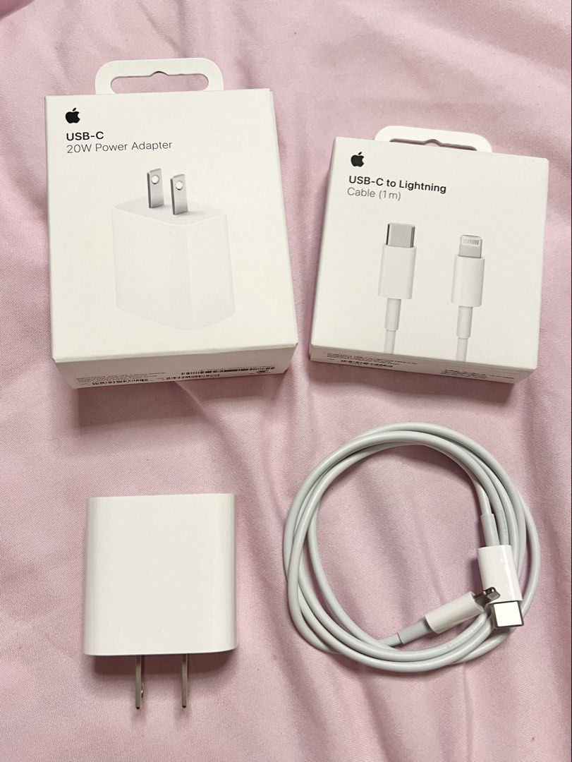 original apple iphone charger set (20w adapter + usb c to lightning) (Category: Chargers & Cables) located in Bulacan. Submitted by risflz (Listing ID 1445229677, Image 1). Description: original apple usb-c to lightning cable & 20w power adapter. just bought yesterday @ beyond the box bgc with receipts and everything, can send proof of legitimacy. can sell as a set or individually but priority is someone who can buy as set. i bought this set for 