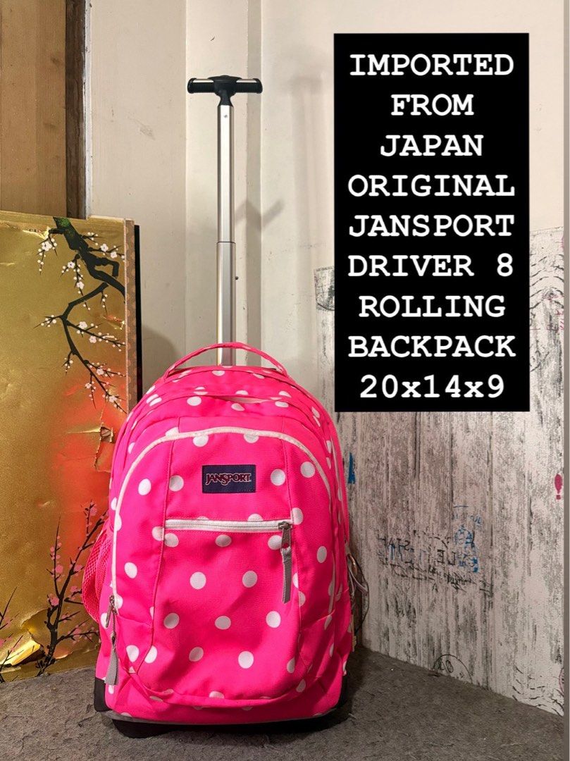 ORIGINAL JANSPORT DRIVER 8 TROLLEY BACKPACK (Category: Backpacks) located in Valenzuela. Submitted by dkjapansurplus (Listing ID 1445047389, Image 1). Description: 🇯🇵IMPORTED FROM JAPAN ORIGINAL JANSPORT DRIVER 8 TROLLEY BACKPACK🇯🇵 🎯 LAPTOP COMPARTMENT 🎯 FRONT ZIPPER POCKET 🎯 SMOOTH WHEELS ROTATION 🎯 LIGHTWEIGHT 🎯 BACKPACK STRAP 🎯 DURABLE POLYESTER CASE 🎯 TOP HANDLE CARRY 🎯 PUSH HANDLE TROLLEY 🎯 WIDE SPACE CAPACITY NO ISSUE..IN LIKE 