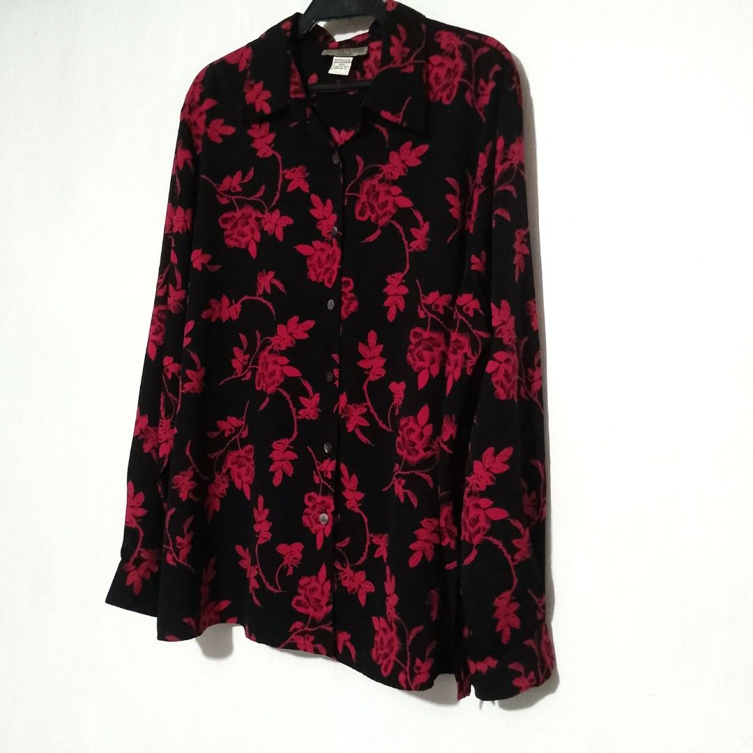 Plus Size Red & Black Long Sleeves Blouse (Category: Blouses) located in Tuguegarao City. Submitted by thriftedtreasures101.1 (Listing ID 1445161777, Image 2). Description: Notations brand. Perfect for casual or office wear. Slightly used, in good condition. Color may vary due to lighting. Size 18W on tag or a size 3XL. Chest - 52" Length - 28" ‎ ‎📍 Location: Cagayan Valley ‎👛 MOP: Maya/GCash ‎🛵 Shipping: J&T (SF c/o buyer) ‎*No COD. ‎*No rush
