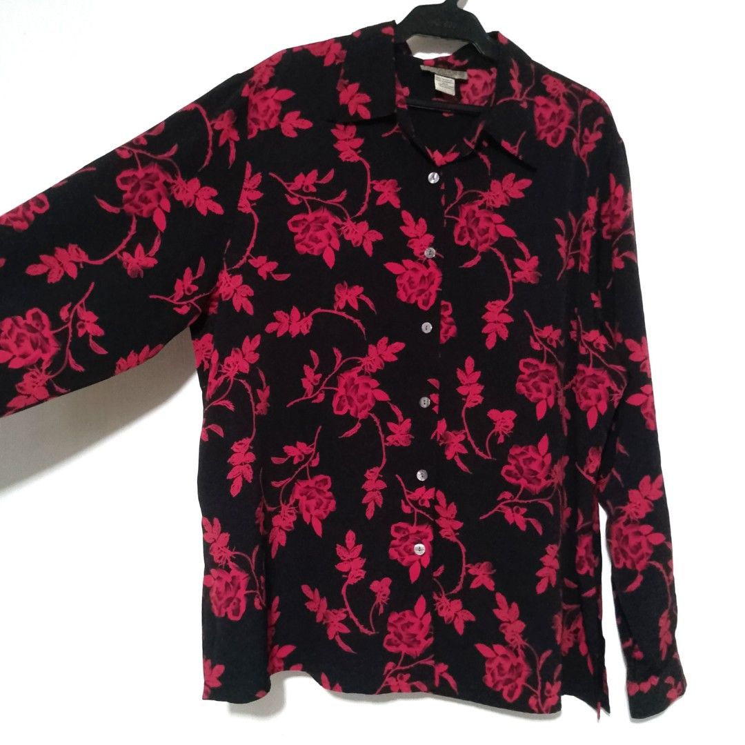 Plus Size Red & Black Long Sleeves Blouse (Category: Blouses) located in Tuguegarao City. Submitted by thriftedtreasures101.1 (Listing ID 1445161777, Image 3). Description: Notations brand. Perfect for casual or office wear. Slightly used, in good condition. Color may vary due to lighting. Size 18W on tag or a size 3XL. Chest - 52" Length - 28" ‎ ‎📍 Location: Cagayan Valley ‎👛 MOP: Maya/GCash ‎🛵 Shipping: J&T (SF c/o buyer) ‎*No COD. ‎*No rush