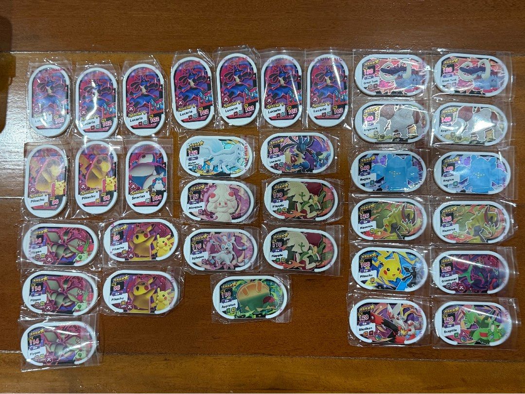Pokemon Mezastar Tags (Check Description) (Category: Raw Singles) located in Paranaque City. Submitted by vintensed (Listing ID 1443711160, Image 2). Description: Kindly see below for price breakdown FOR SALE ONLY!!! 2-4 stars (From V1 to V3) 10 each (7 for 50, 15 for 100) 5 stars (50 each, 3 for 120) Special Lucario and Pikachu (30 each, 2 for 50) Black Tags: Pikachu - 250 Kommo-o - 150 Snorlax - 100 Metagross - 200 Grimmsnarl - 200 Greninja - 6