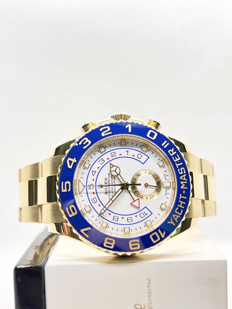 Pre Owned Rolex Oyster Yacht-Master II 116688 White Dial Automatic Yellow Gold Casing Bracelet ( July 18 ) (Category: Watches) located in Singapore. Submitted by brightime (Listing ID 1445160546, Image 1). Description: Pre Owned Rolex Oyster Yacht-Master II 116688 White Dial Automatic Yellow Gold Casing Bracelet ( July 18 ) ** Pre-Owned ** ** Mint Condition ** Model : 116688 Also known as : Oyster Yacht-Master II Case size : 44mm Dial : White Dia