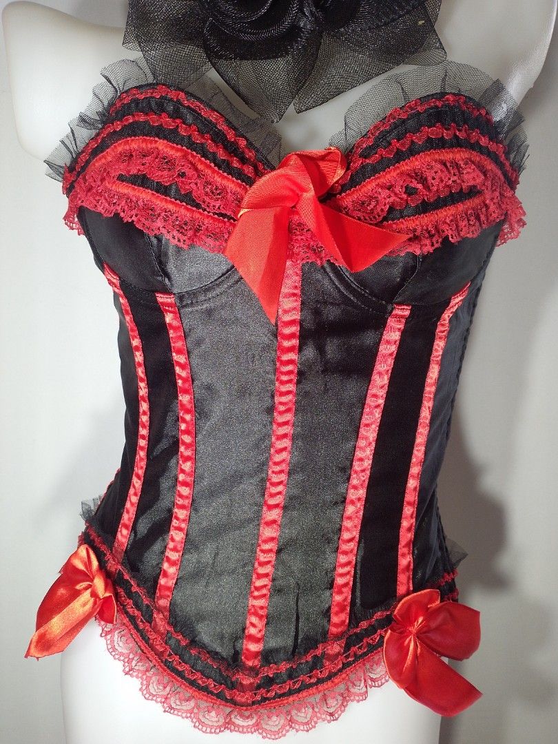 Preloved Gothic Black and Red Corset Top (Category: Others Tops) located in Dasmarinas. Submitted by ms.happycorsets (Listing ID 1445067343, Image 2). Description: Preloved Gothic Corset Top Black and Red Color Can Fit Large size Starting waistline 31-33 inches Padded Bra with Under wire 34C or 36 B Stretchable Fabric Has Side zipper Has Lace tie adjustable at the back 12 Soft bones With Slight flaw Actual Photos Color may Change due to Camera Fl