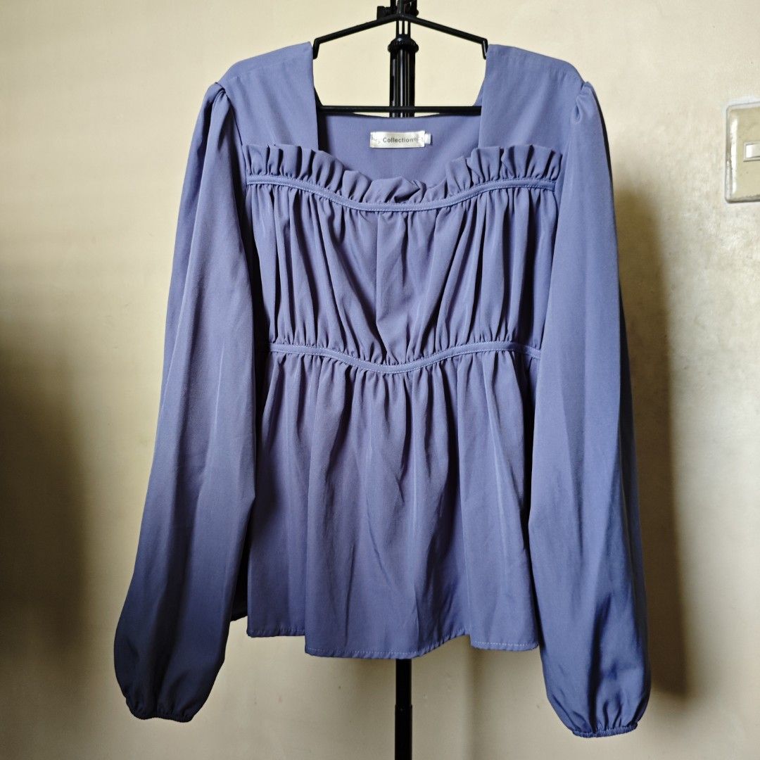 Purple Square Neck Ruffle Long Sleeve Blouse (Category: Blouses) located in Antipolo. Submitted by ruthified (Listing ID 1445094282, Image 1). Description: Plus Size Friendly! Please DM for dimensions! ☺️ MOP: Gcash / GoTyme / OwnBank Shipping fee c/o buyer. MOD: J&T / Lalamove / Meet Up (depends on location) Location: Upper Antipolo Landmarks near seller: - Antipolo Robinsons Place - Antipolo Cathedral.