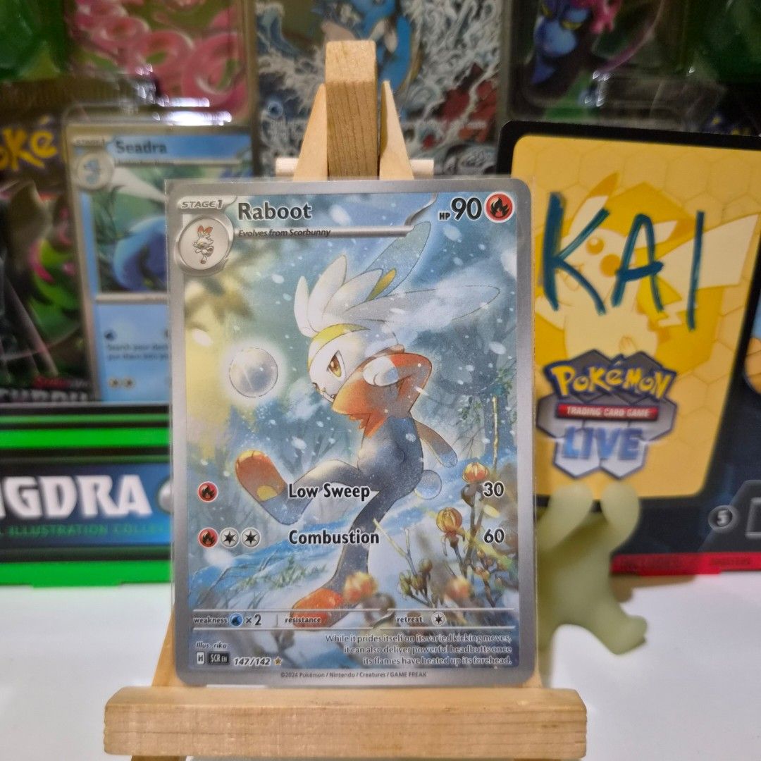 Raboot IR 147/142 [Eng] [NM] - Stellar Crown (Category: Raw Singles) located in Manila. Submitted by serkai (Listing ID 1445120696, Image 1). Description: FS Unwanted Hits Pokemon Cards Below Market to Market price Near Mint (NM) Condition Feel free to ask for more photos of card Shipping • No rush shipping!! I can only ship during weekends (sf shouldered by buyer) • Can do meet-ups within SM Valenzuela, SM North/Trinoma, One Ayala areas.