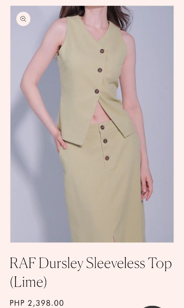 RAF Manila Sleeveless Top (Lime) (Category: Sets or Coordinates) located in Quezon City. Submitted by fallout_oy (Listing ID 1445144378, Image 2). Description: Used only once for wedding Can be bought as set with skirt.