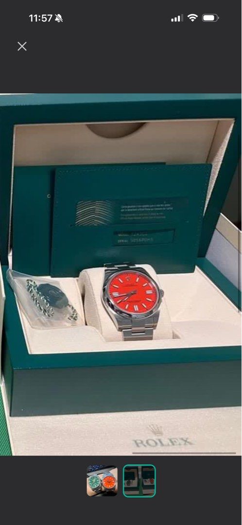 Rolex Coral Red 41mm (Category: Watches) located in Singapore. Submitted by natto26 (Listing ID 1445071727, Image 2). Description: Rolex 124300 Coral Red 41mm, full set unworn Discontinued model Dated late 2020 ** low baller will be politely ignored. Thanks .
