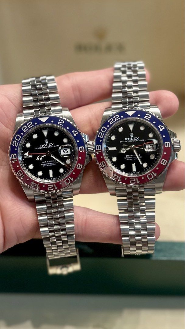 Rolex GMT-Master II Pepsi Jubilee (Category: Luxury Watches) located in Manila. Submitted by hourglassgalleryph (Listing ID 1445124767, Image 2). Description: LOWEST FIND‼️ Discontinued Pepsi 🔥 (2 Units On Hand) For Sale/ Trade : 2021 (Dec) NFC - 🏷️ ₱1.495M only! 2024 NFC - 🏷️ ₱1.545M only! - both still negotiable Rolex GMT-Master II Pepsi Jubilee 🔵🔴 Ref # : 126710BLRO 40mm SS Case + Jubilee Bracelet Dated 2021 December - Warranty until Dec 