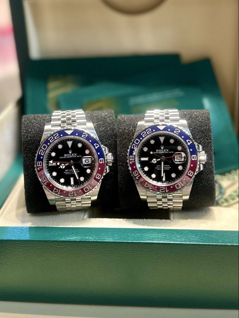 Rolex GMT-Master II Pepsi Jubilee (Category: Luxury Watches) located in Manila. Submitted by hourglassgalleryph (Listing ID 1445124767, Image 1). Description: LOWEST FIND‼️ Discontinued Pepsi 🔥 (2 Units On Hand) For Sale/ Trade : 2021 (Dec) NFC - 🏷️ ₱1.495M only! 2024 NFC - 🏷️ ₱1.545M only! - both still negotiable Rolex GMT-Master II Pepsi Jubilee 🔵🔴 Ref # : 126710BLRO 40mm SS Case + Jubilee Bracelet Dated 2021 December - Warranty until Dec 